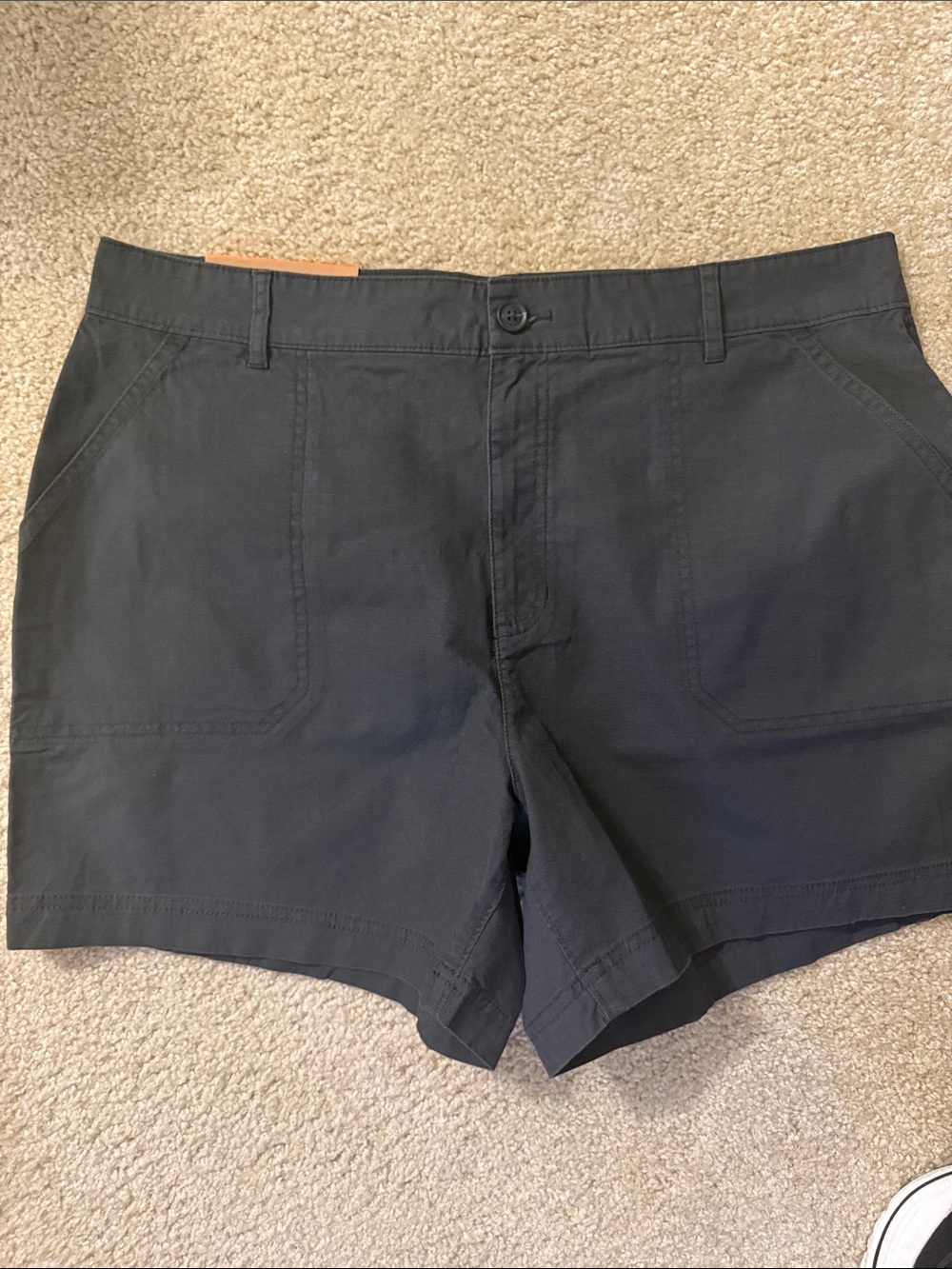 NWT Eddie Bauer RipStop 5" inseam Dark Gray Casual Utility Cargo Shorts Size 16